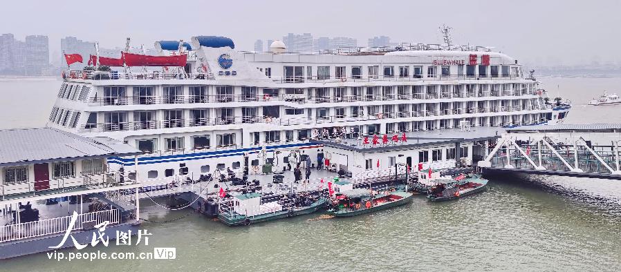 “蓝鲸”号游轮抵汉 援汉医疗救援队有了“江上客寓” “蓝鲸”号游轮抵汉 援汉医疗救援队有了“江上客寓”