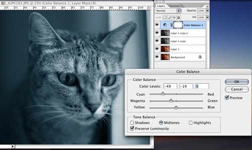 然后会出现这样的画面，现在只要调整中间色调Midtone就好