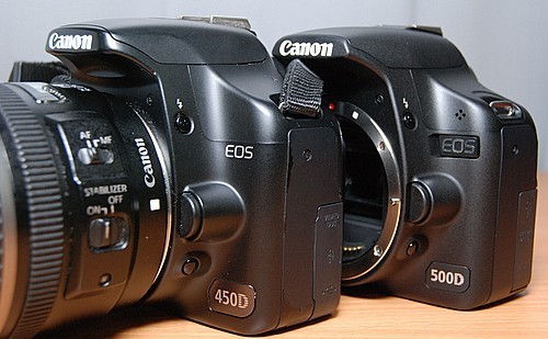 兄弟PK 佳能EOS500D与450D真机外观对比 兄弟PK 佳能EOS500D与450D真机外观对比